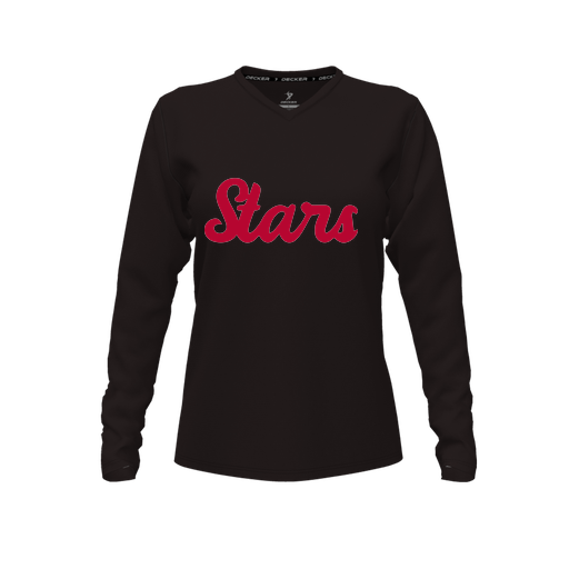 [FTLVPTBK-FYXS-LOGO2] Decker Performance T-Shirt (Female Youth XS, Black, V Neck, Logo 2, Long Sleeve)