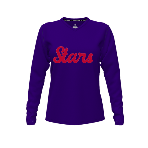 [FTLVPTPP-FYXS-LOGO2] Decker Performance T-Shirt (Female Youth XS, Purple, V Neck, Logo 2, Long Sleeve)