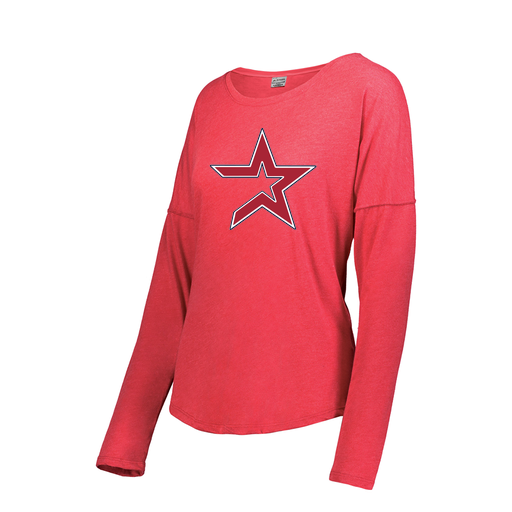 [3077.V96.S-LOGO1] Ladies LS Ultra-blend T-Shirt (Female Adult S, Red, Logo 1)